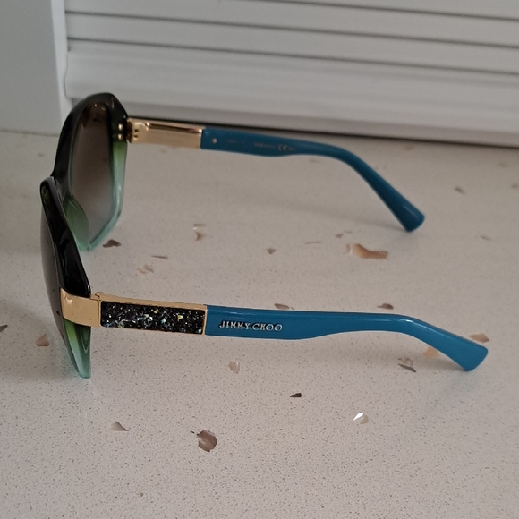 NWT Jimmy Choo Alana Black and Green Gradient Sunglasses - Picture 7 of 10